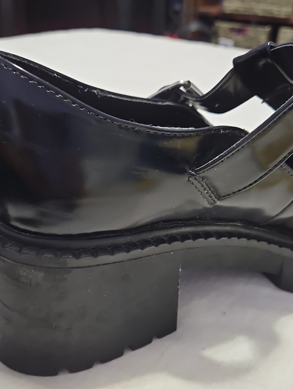 Madden Girl Black Patent Mary Jane Block Heel with Buckle Strap - Picture 15 of 16